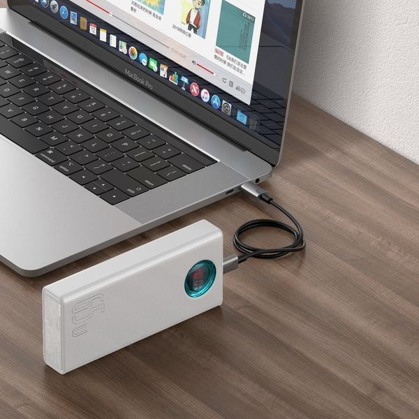 Power bank Baseus 30000 mAh 65W з LED дисплеєм (білий) B3065 фото