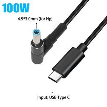 Кабель PD 100W для заряджання ноутбука HP, MSI з роз'ємом Type-C на 4.5х3.0 mm DC4330 фото