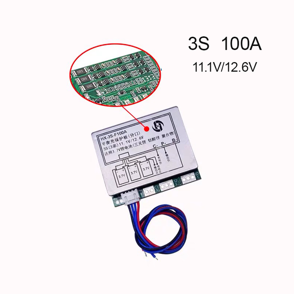 Плата BMS контролер заряду з балансуванням Li-Ion 3S 100 A, 11,1 - 12.6 V (HX-3S-F100A) B-10030 фото