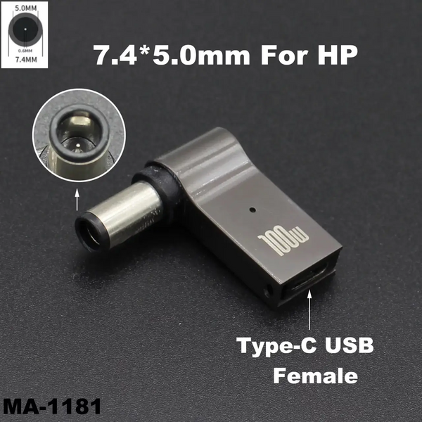 Переходник для подзарядки ноутбука с PD Type C на 7.4x5.0 mm HP E-001009 фото
