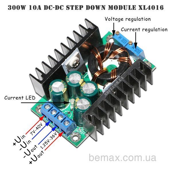 DC-DC понижуючий перетворювач з регулюванням 300W 10A E-01130 фото