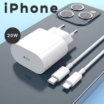 Швидка зарядка кабель Type-C Lighting та Блок живлення 20W для Apple A-0011 фото