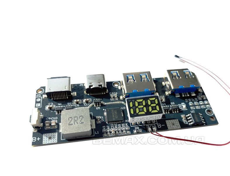 Плата модуль повербанк 22.5w PowerBank QC3 QC4 швидка зарядка с LED дисплеєм D-02026 фото