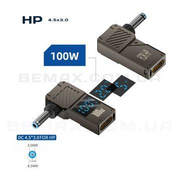 Перехідник живлення PD 100W з LED-дисплеєм 4.5x3.0, Type-C для ноутбука HP 052164 фото