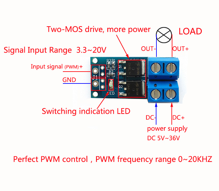 модуль керування навантаженням HW-517 на двох транзисторах P2003BDG для arduino